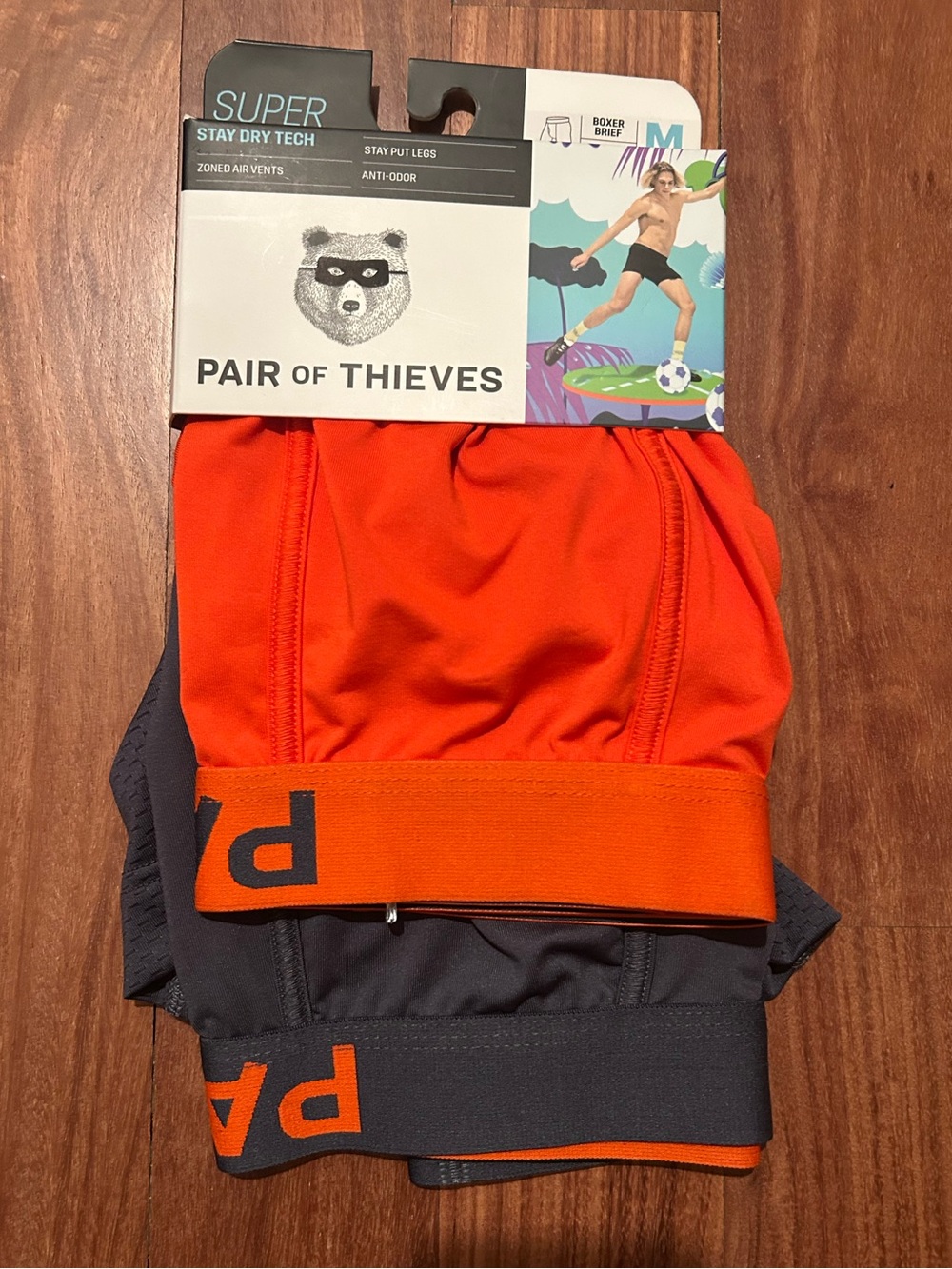 Pair of Thieves Super Cool Boxer Briefs - Gray and Orange Size Medium NWT